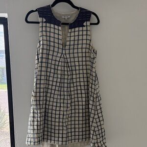 Madewell Navy and Cream Checkered Mini Dress